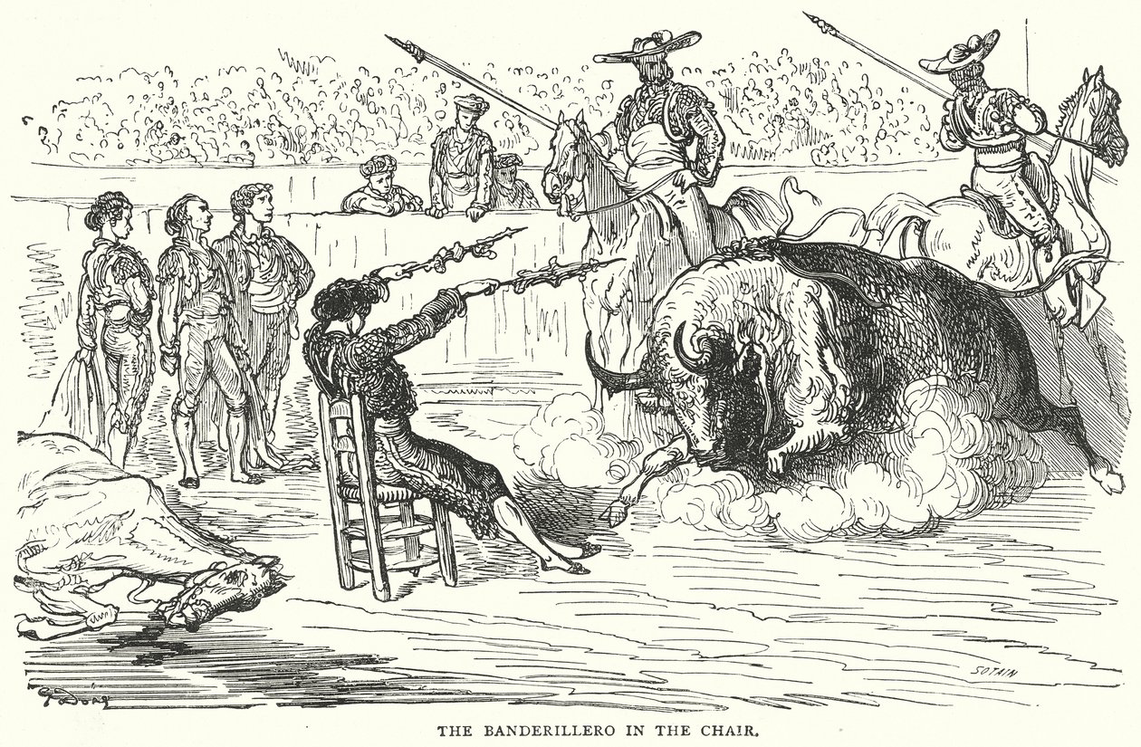 Le Banderillero dans la chaise (gravure) - Gustave Dore