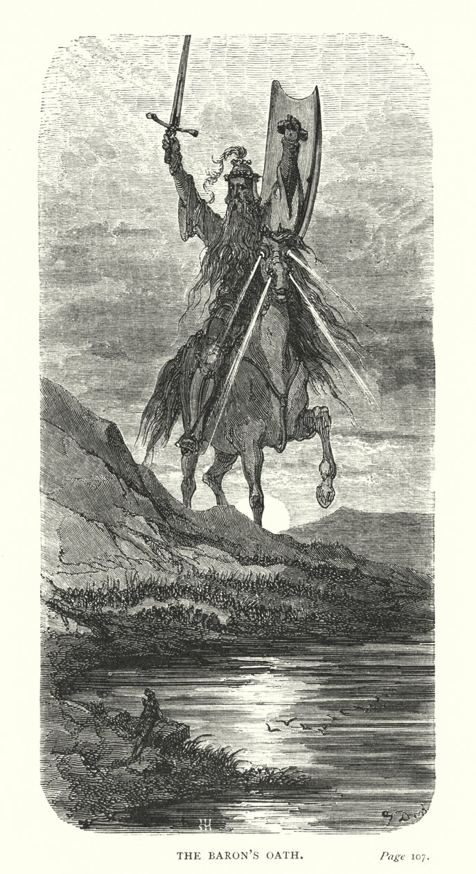 Le serment du baron (gravure) - Gustave Dore