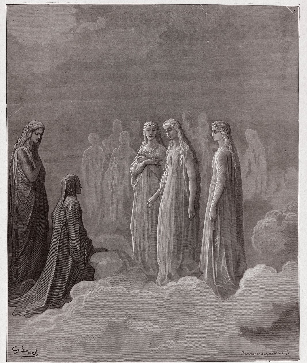 La Divine Comédie, Paradiso, Chant 3 : Le premier royaume : Piccarda Donati et les âmes dont les vœux ont été brisés - par Dante Alighieri (1265-1321) - Illustration par Gustave Doré (1832-1883) - Gustave Dore