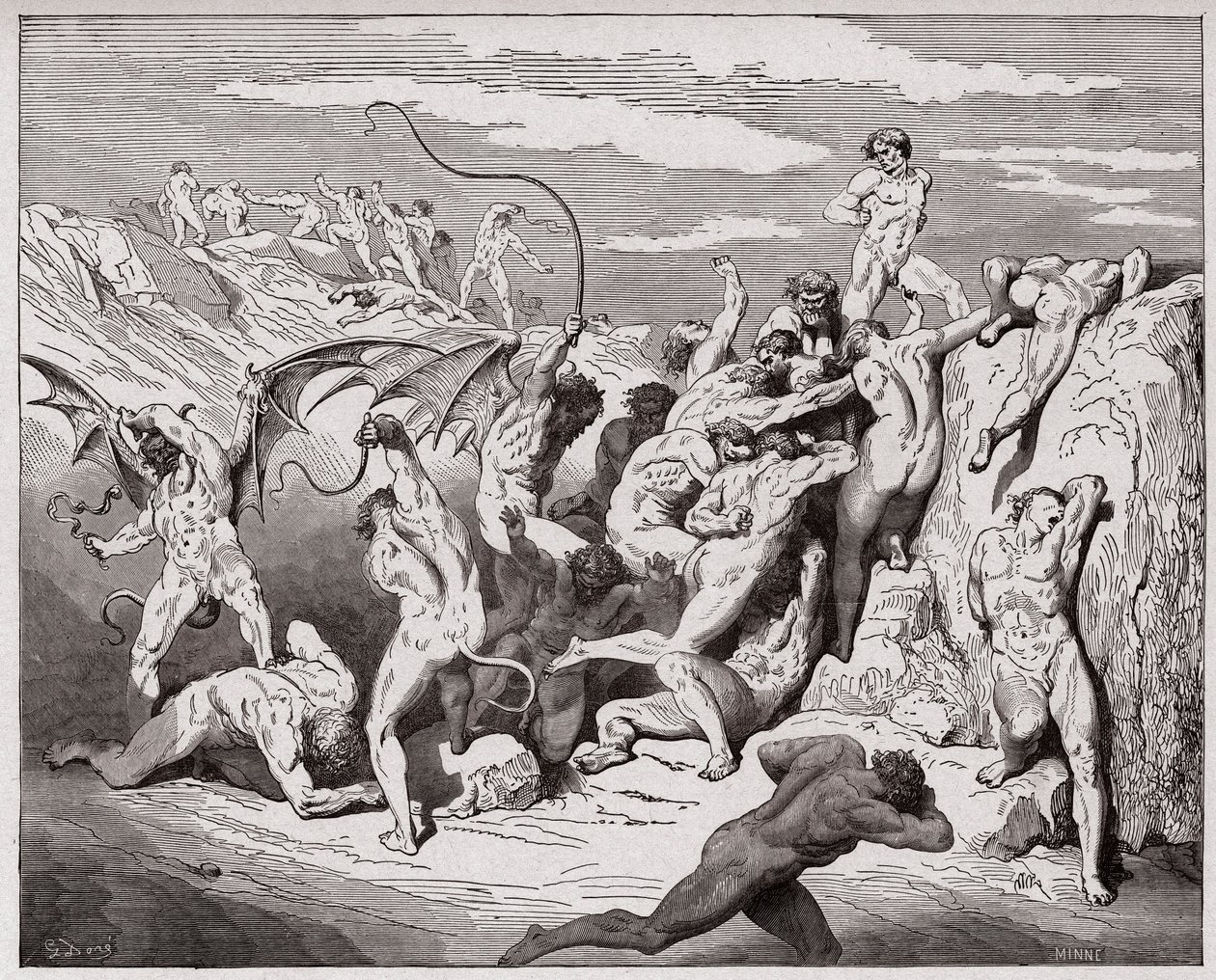 La Divine Comédie, Enfer, Chant 18 : Diables et séducteurs - par Dante Alighieri - Illustration par Gustave Doré - Gustave Dore