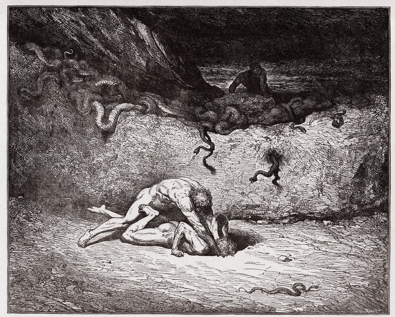 La Divine Comédie, Inferno, Chant 30 : Le tourment des faussaires dans la neuvième bolgia (Gianni Schicchi) - par Dante Alighieri (1265-1321) - Illustration par Gustave Doré (1832-1883) - Gustave Dore