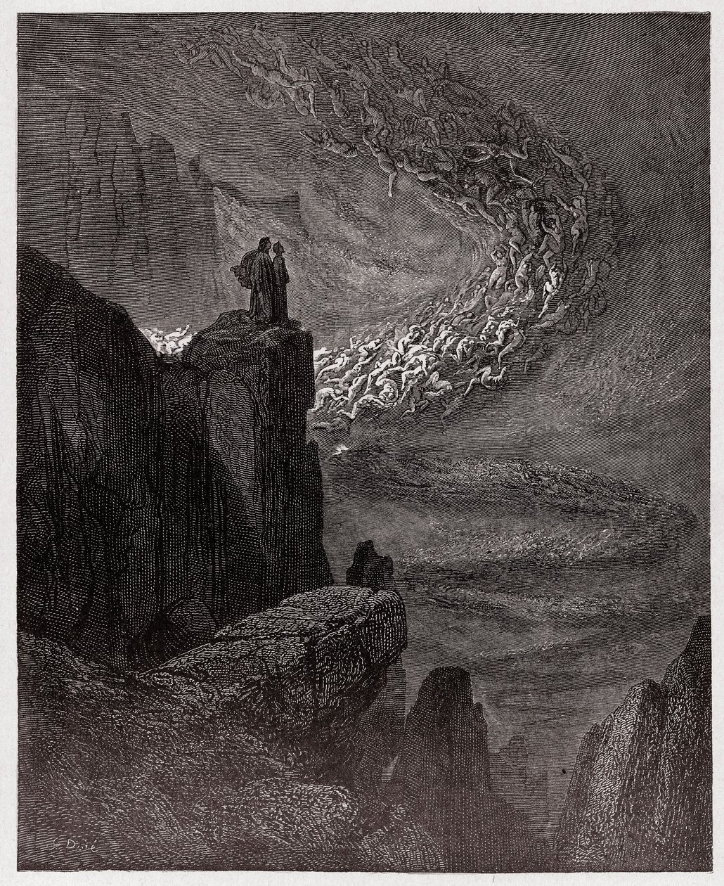 La Divine Comédie, Inferno, Chant 5 : Minos juge les transgressions et envoie les âmes - par Dante Alighieri (1265-1321) - Illustration de Gustave Doré (1832-1883). - Gustave Dore