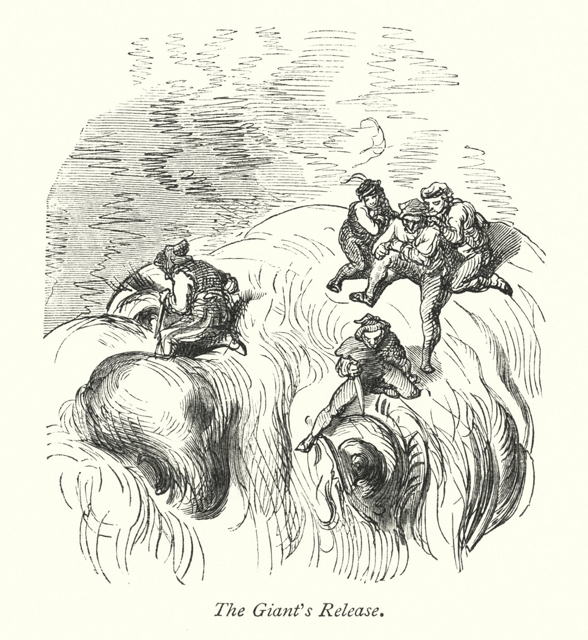 Le lâcher de géants (gravure) - Gustave Dore