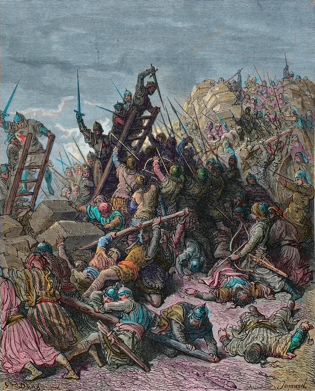 Le siège de Ptolémaïs pendant la troisième croisade 1189 - gravure par Gustave Doré de l