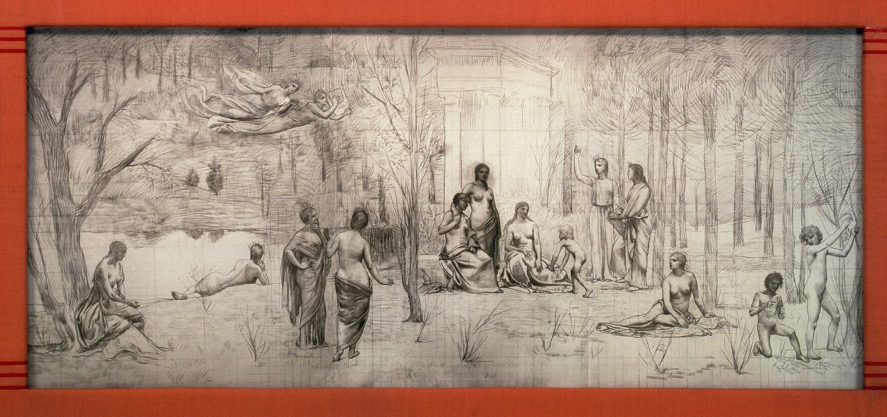 Cadre Art Nouveau pour un dessin de Pierre Puvis de Chavannes, par Gustave Serrurier-Bovy - Gustave Serrurier Bovy