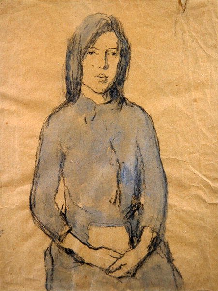 Fille, mains reposant sur ses genoux - Gwen John