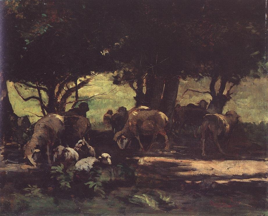 Troupeau de moutons - Gyula Agghazy