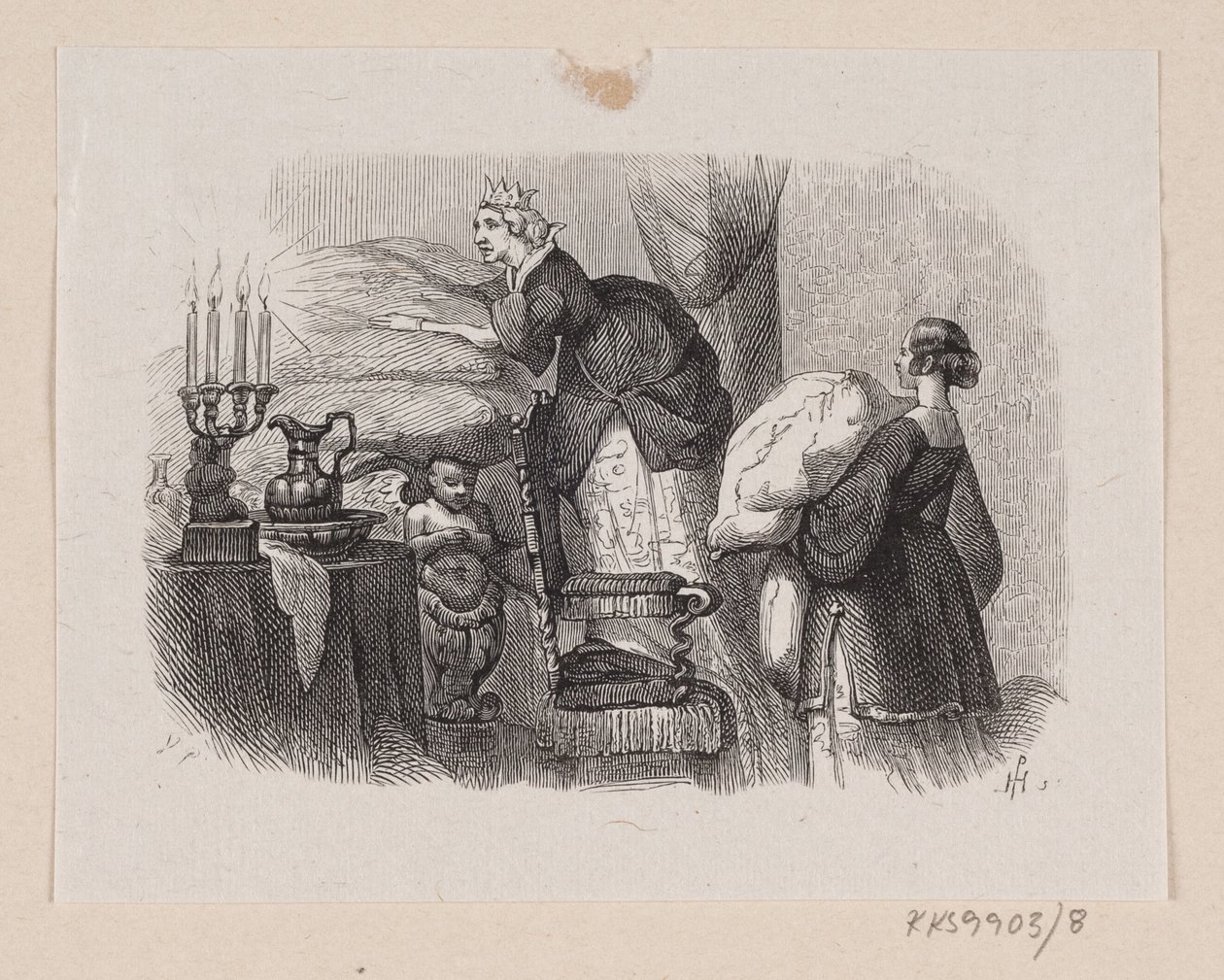Illustration pour "La Princesse au petit pois" dans H.C. Andersen, "Contes et histoires", Tome 1 - H.P. Hansen