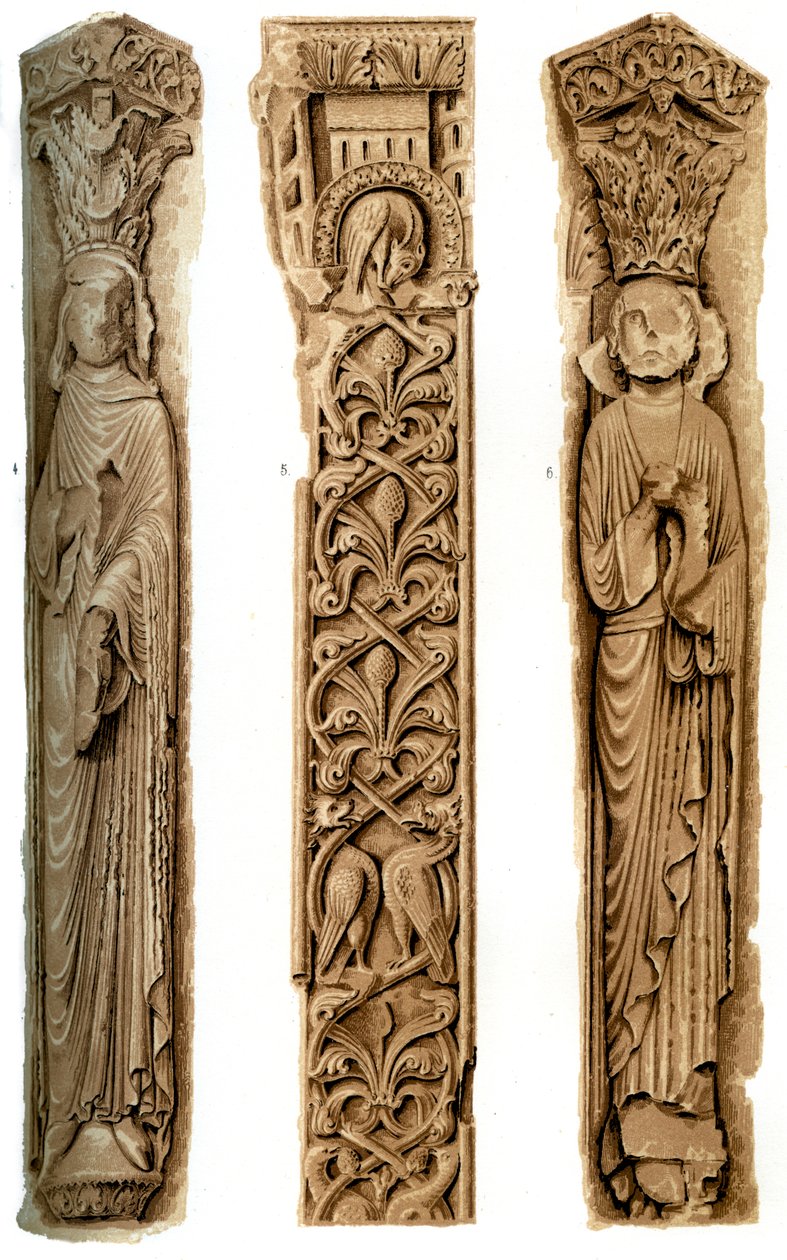 Décoration extérieure de la cathédrale du Mans, Le Mans, France, XVe siècle, 1849 - H. Moulin