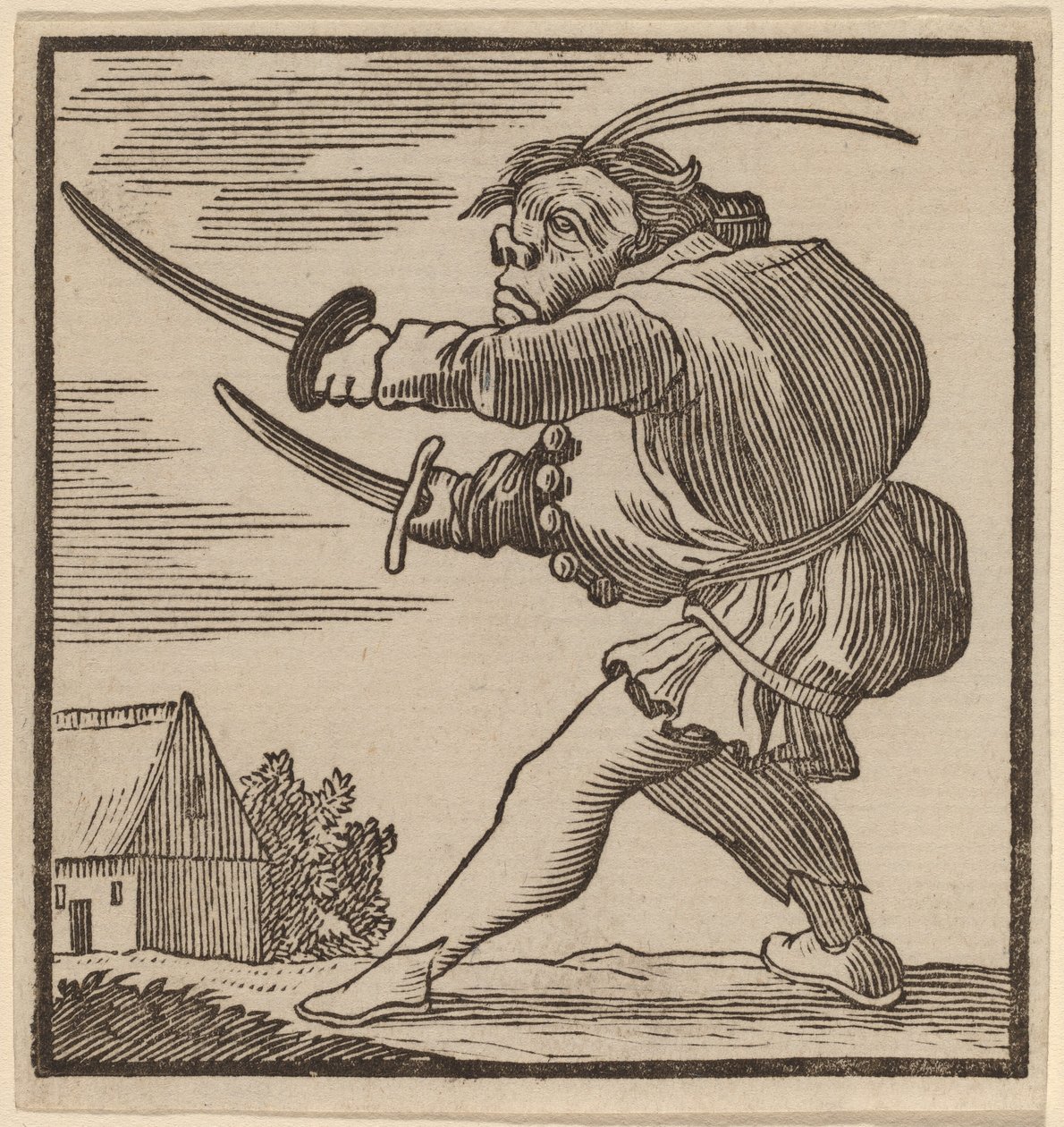 Bossu Brandissant Deux Épées - H. Numan after Jacques Callot