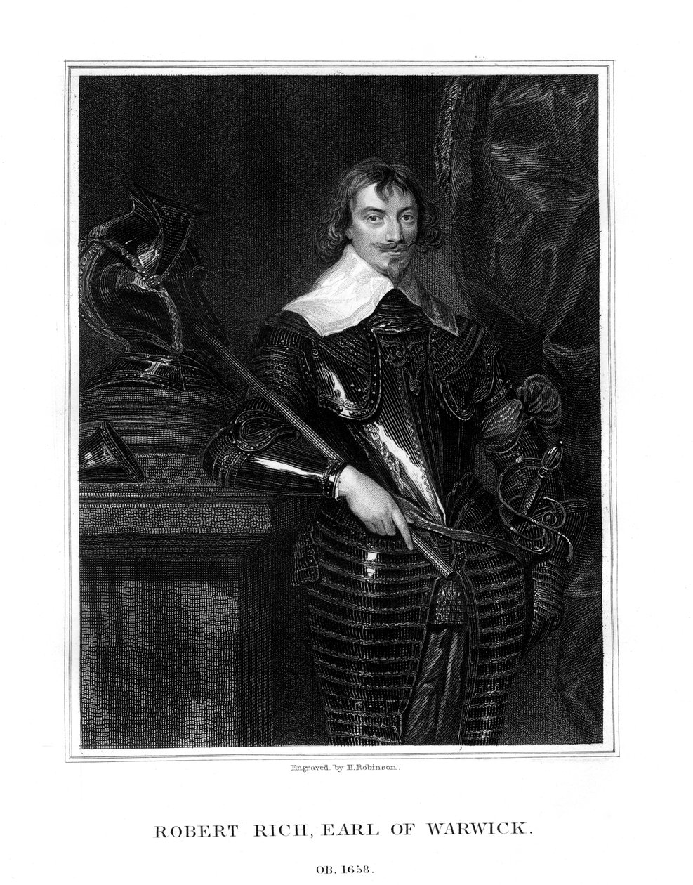 Robert Rich, 2ème comte de Warwick, administrateur colonial anglais, 1827 - H. Robinson