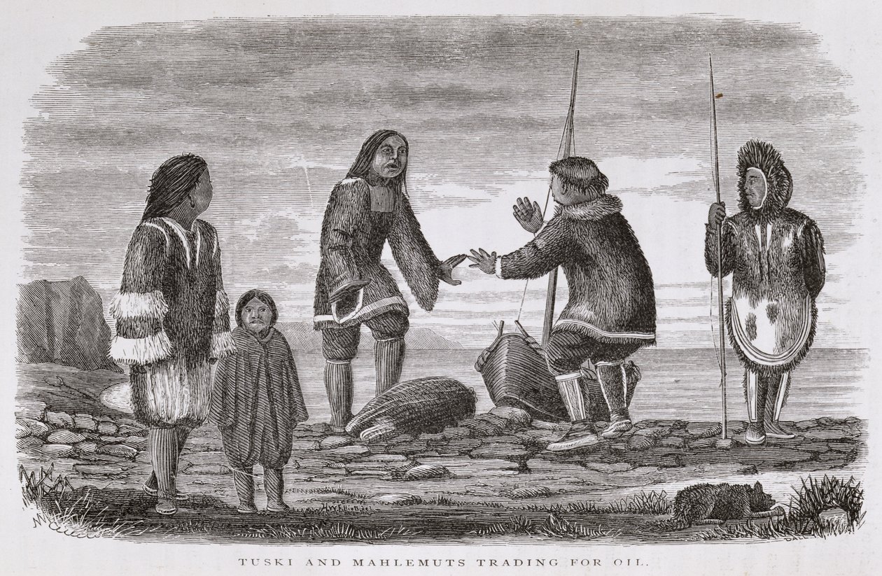 Tuski et Mahlemuts échangeant de l