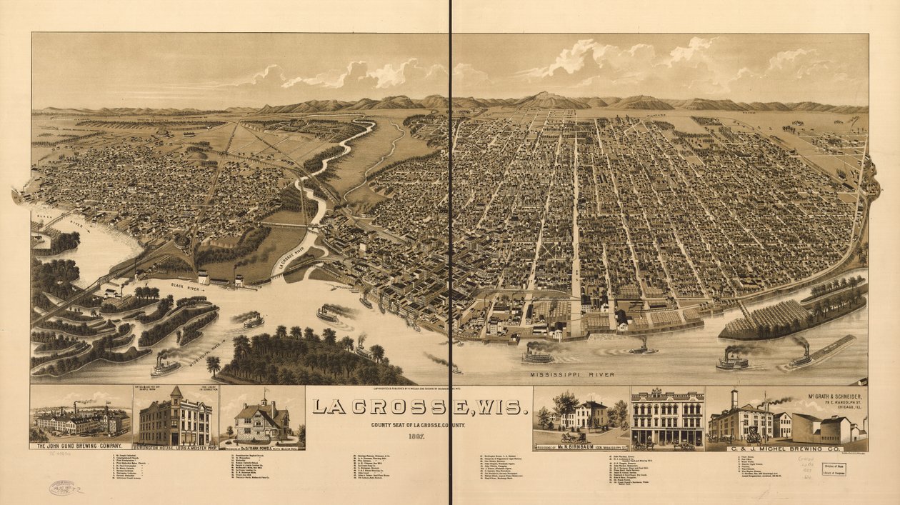 La Crosse, Wis., siège du comté de La Crosse 1887 - H. Wellge