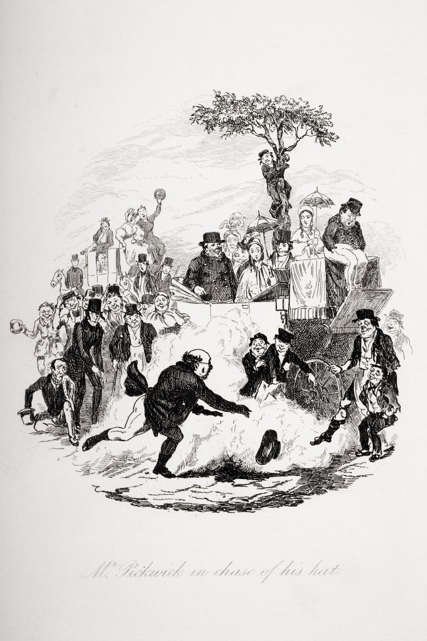 M. Pickwick à la poursuite de son chapeau, illustration des 