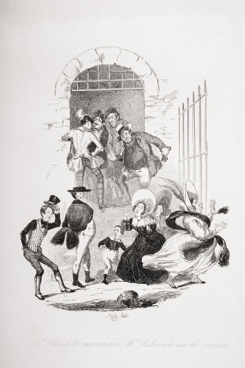 Mme Bardell rencontre M. Pickwick à la prison, illustration de 