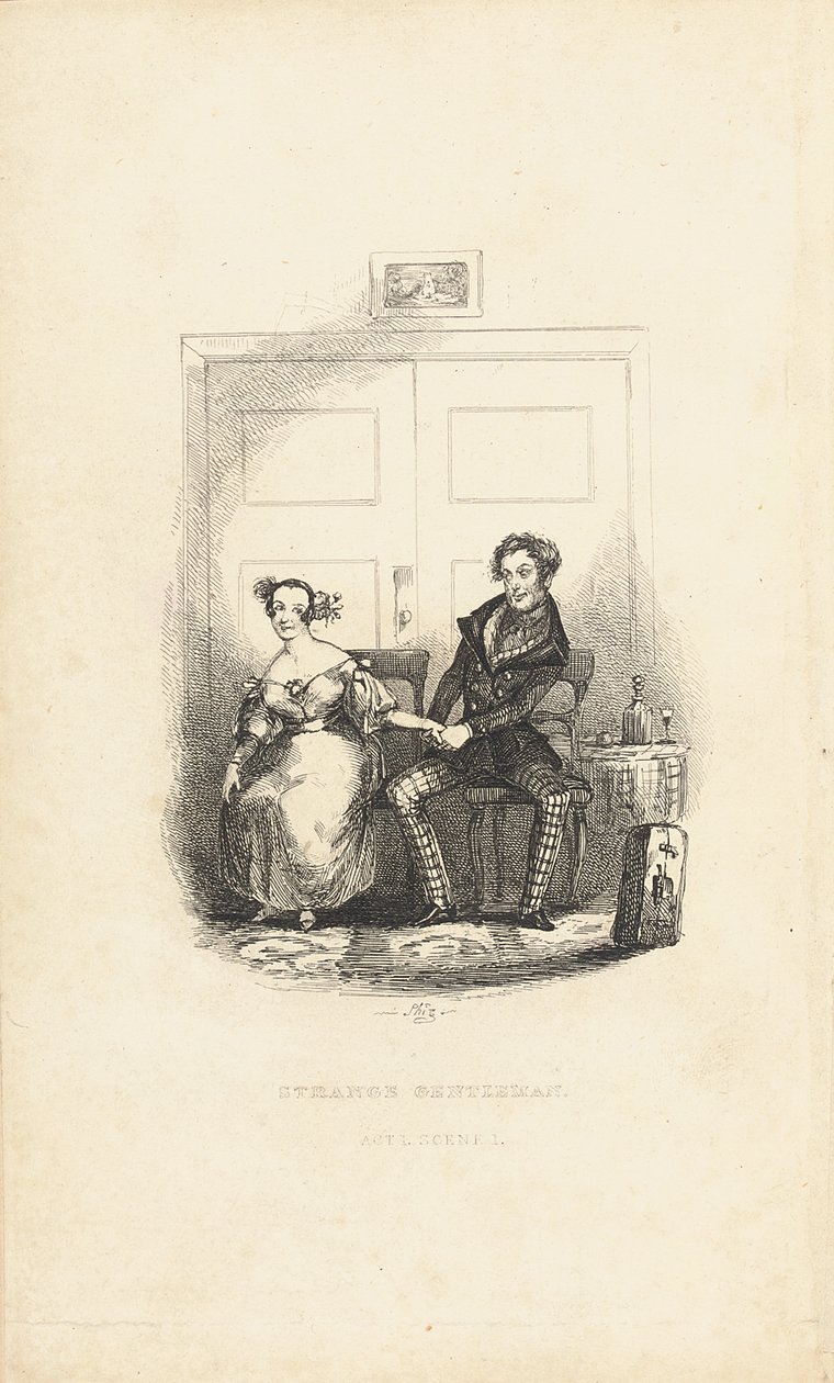 Frontispice de The Strange Gentleman: A Comic Burletta, par Charles Dickens (1812-70) - Hablot Knight Browne