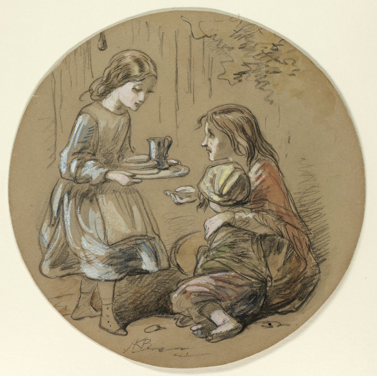 Fille Apportant de la Nourriture aux Enfants Pauvres - Hablot Knight Browne