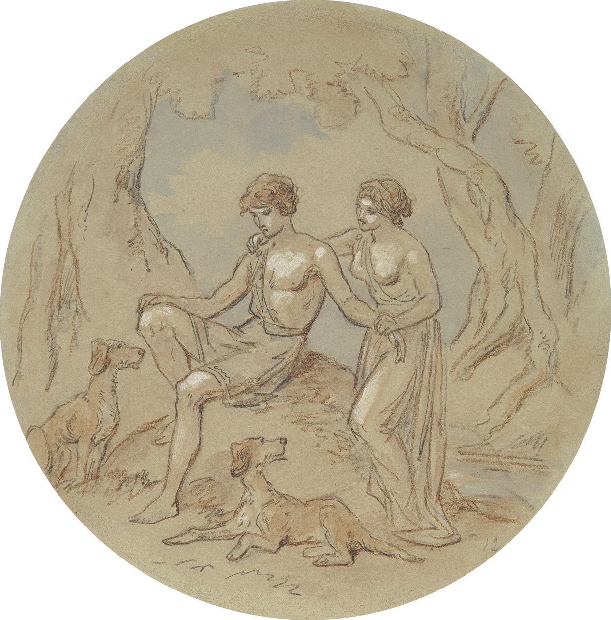 Un des dix-huit dessins pour une série de planches illustrant Vénus et Adonis - Hablot Knight Browne