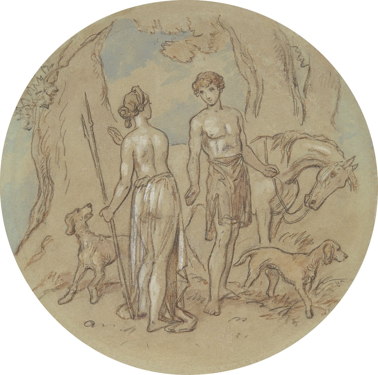 Un des dix-huit dessins pour une série de planches illustrant Vénus et Adonis - Hablot Knight Browne