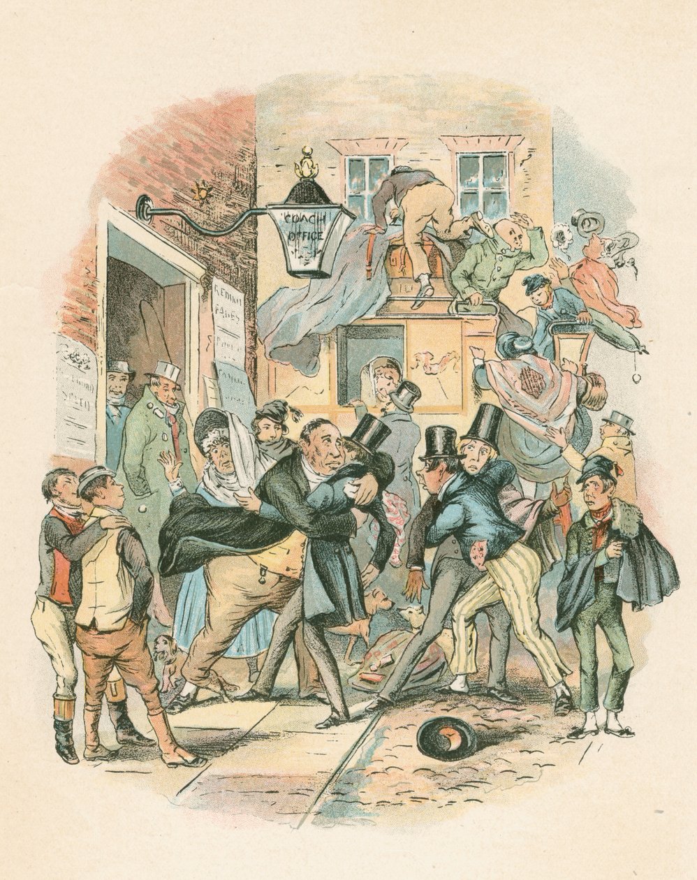 Scène de Nicholas Nickelby par Charles Dickens, 1838-1839 - Hablot Knight Browne