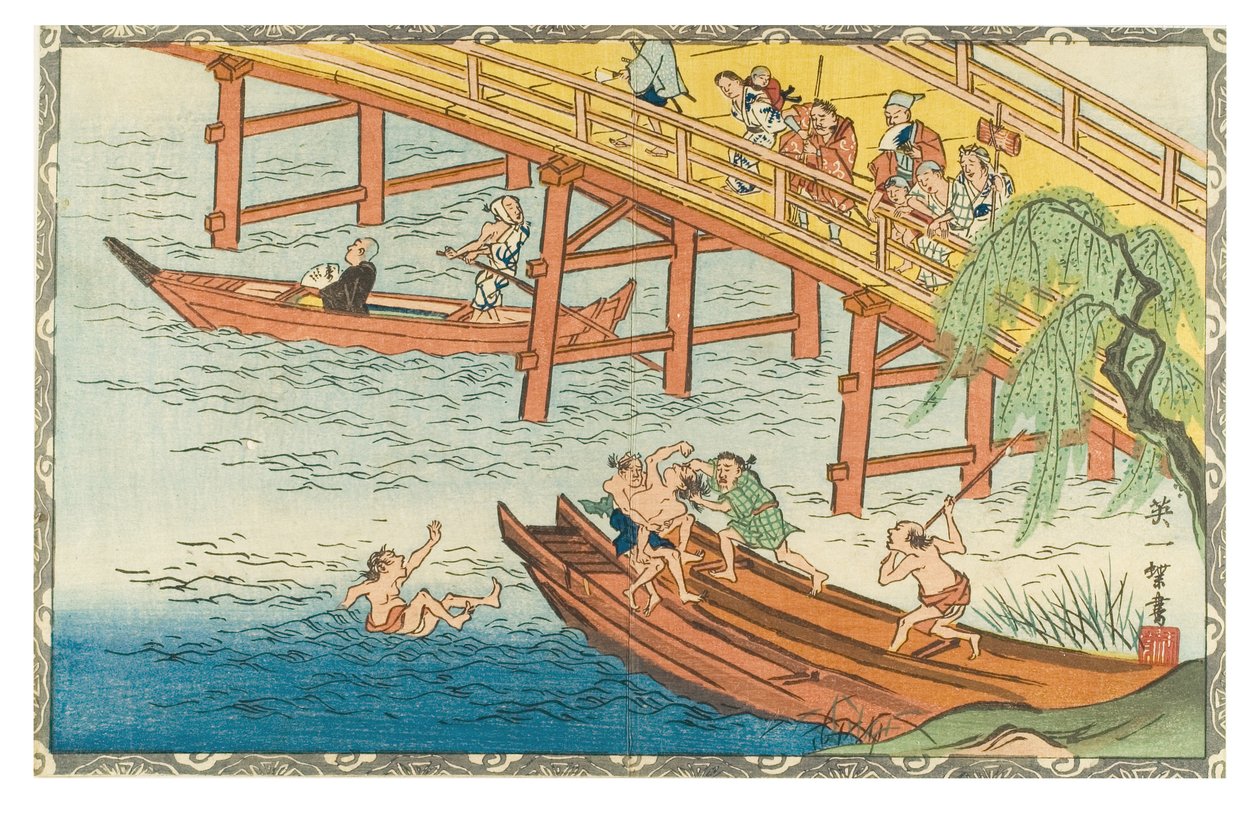 6e mois lunaire (Rokugatsu) de la série Les douze mois, vers 1830-1839 (gravure sur papier) - Hanabusa Itcho