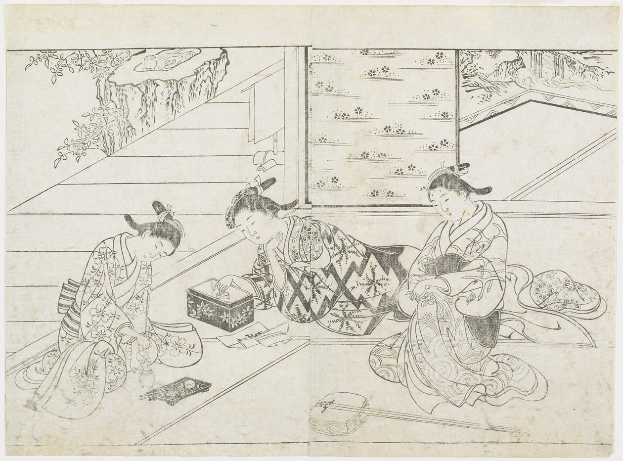 Trois prostituées dans une chambre - Hanabusa Shigenobu