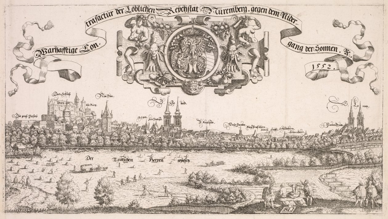 Vue panoramique de Nuremberg : partie centrale, 1552 - Hanns Sebald Lautensack