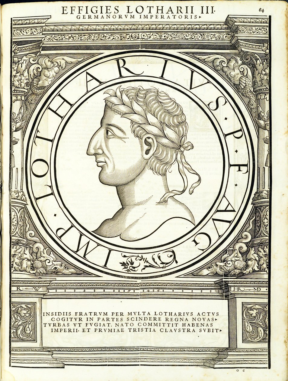 Lotharius I, illustration de Imperatorum romanorum omnium orientalium et occidentalium verissimae imagines ex antiquis numismatis - Hans Rudolf Manuel Deutsch