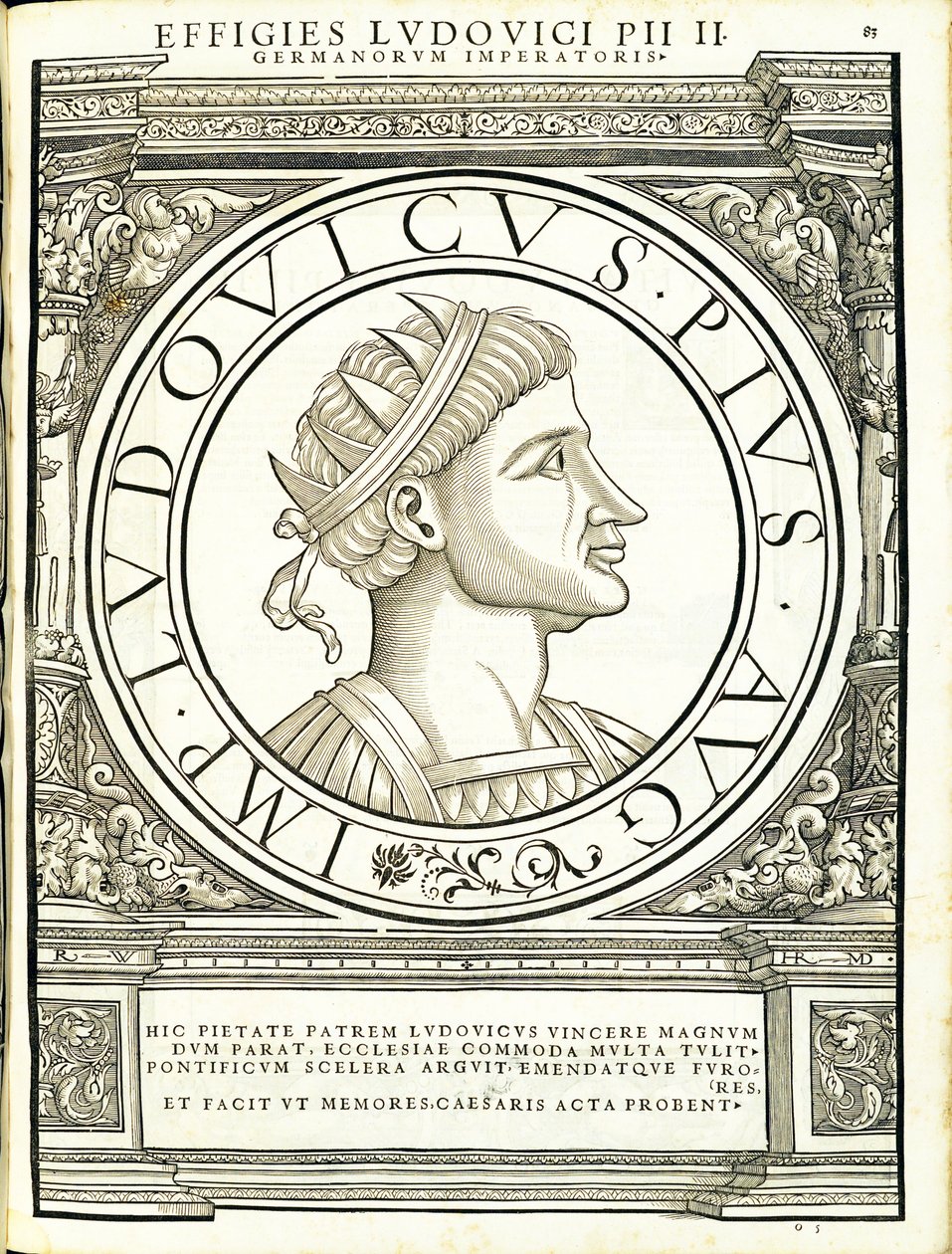 Ludouicus Pius, illustration de Imperatorum romanorum omnium orientalium et occidentalium verissimae imagines ex antiquis numismatis - Hans Rudolf Manuel Deutsch