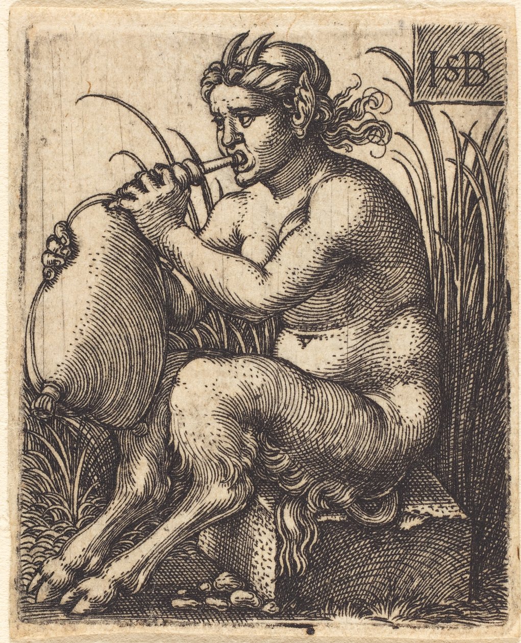 Femme satyre jouant de la cornemuse, c.1525-50 - Hans Sebald Beham