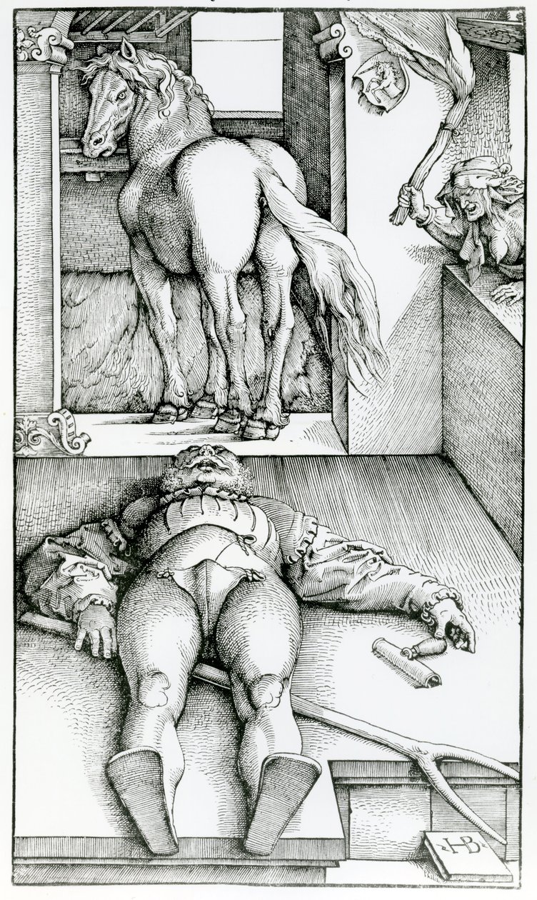Palefrenier endormi et sorcière - Hans (after) Baldung Grien
