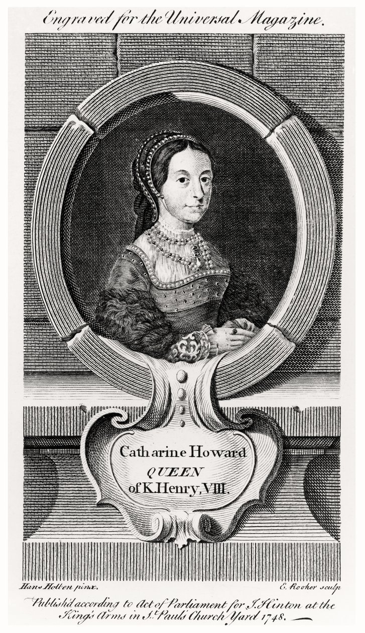 Portrait de Catherine Howard (1520-42) gravé par Edward Rooker (c.1712-74) 1748 (gravure) - Hans (after) Holbein the Younger