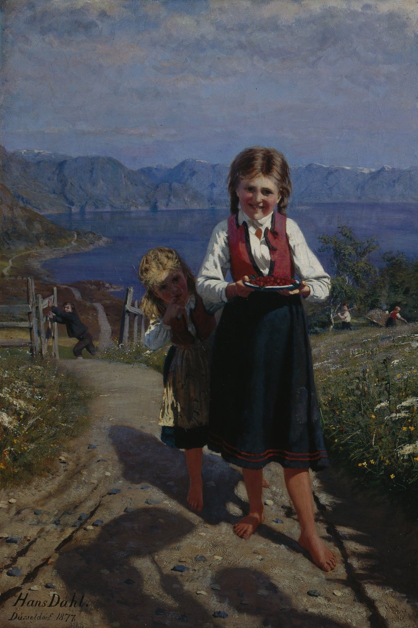 Deux sœurs avec des fraises - Hans Andreas Dahl