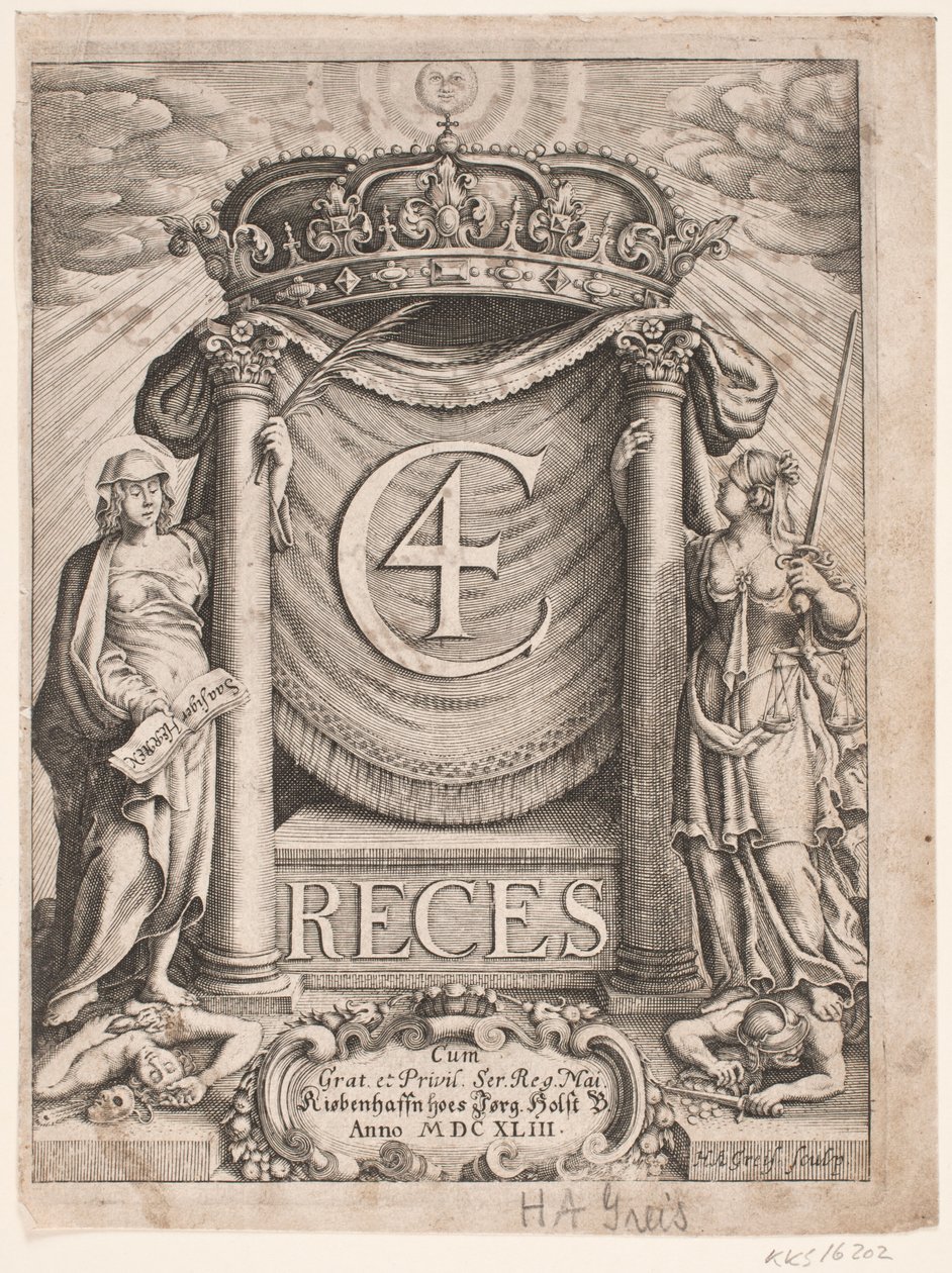 Page de titre de Christian IV Reces 1643 - Hans Andreas Greys