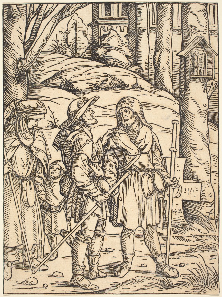 Pèlerins à un sanctuaire de bord de route - Hans Burgkmair I