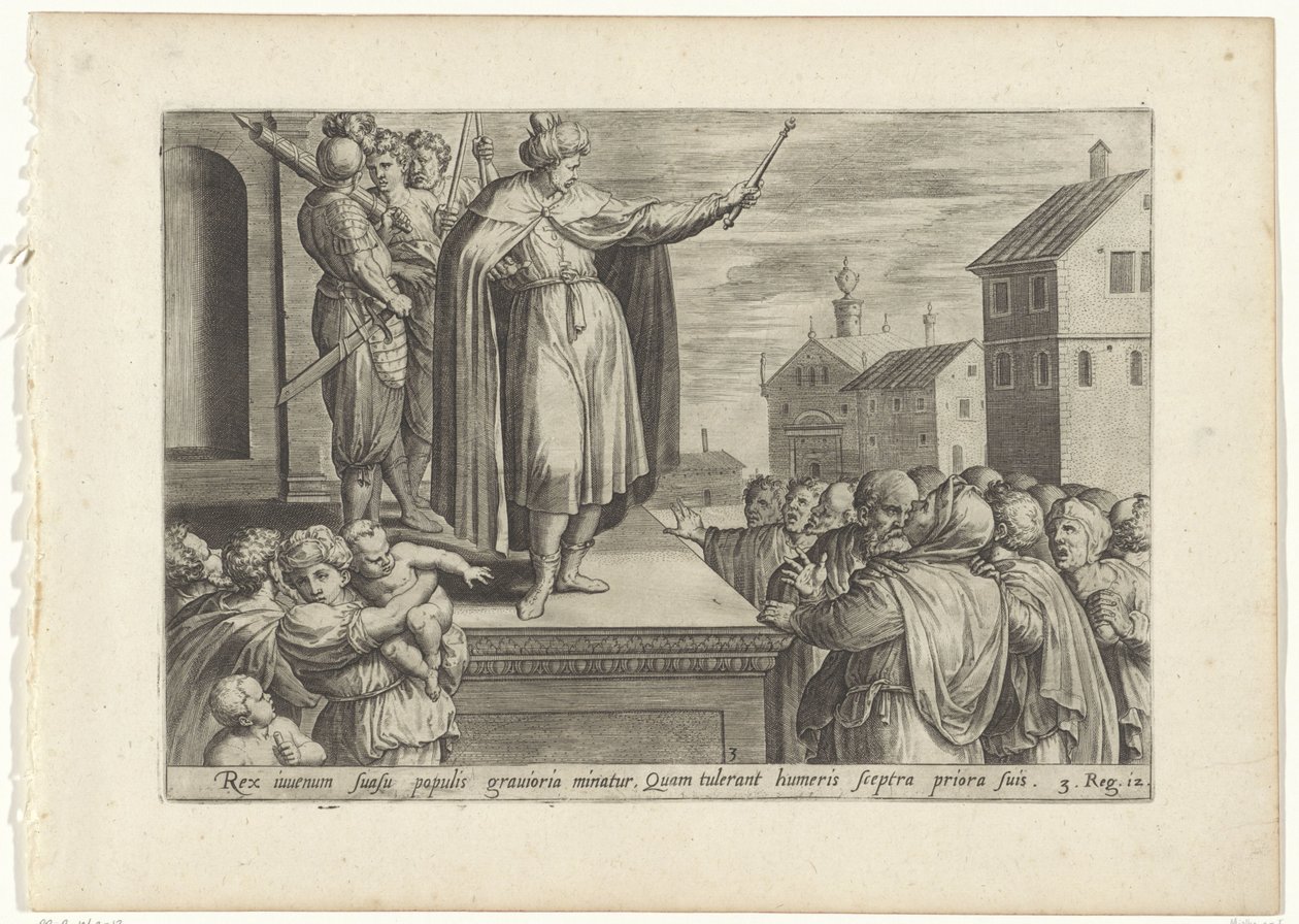 Réhoboam répond au peuple - Hans Collaert (I) (attributed to)