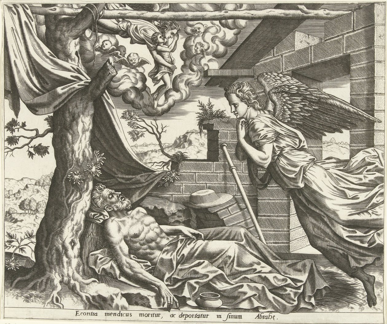 La mort de Lazare (De geschiedenis van Lazarus en de rijke man) - Hans Collaert (I) (possibly)