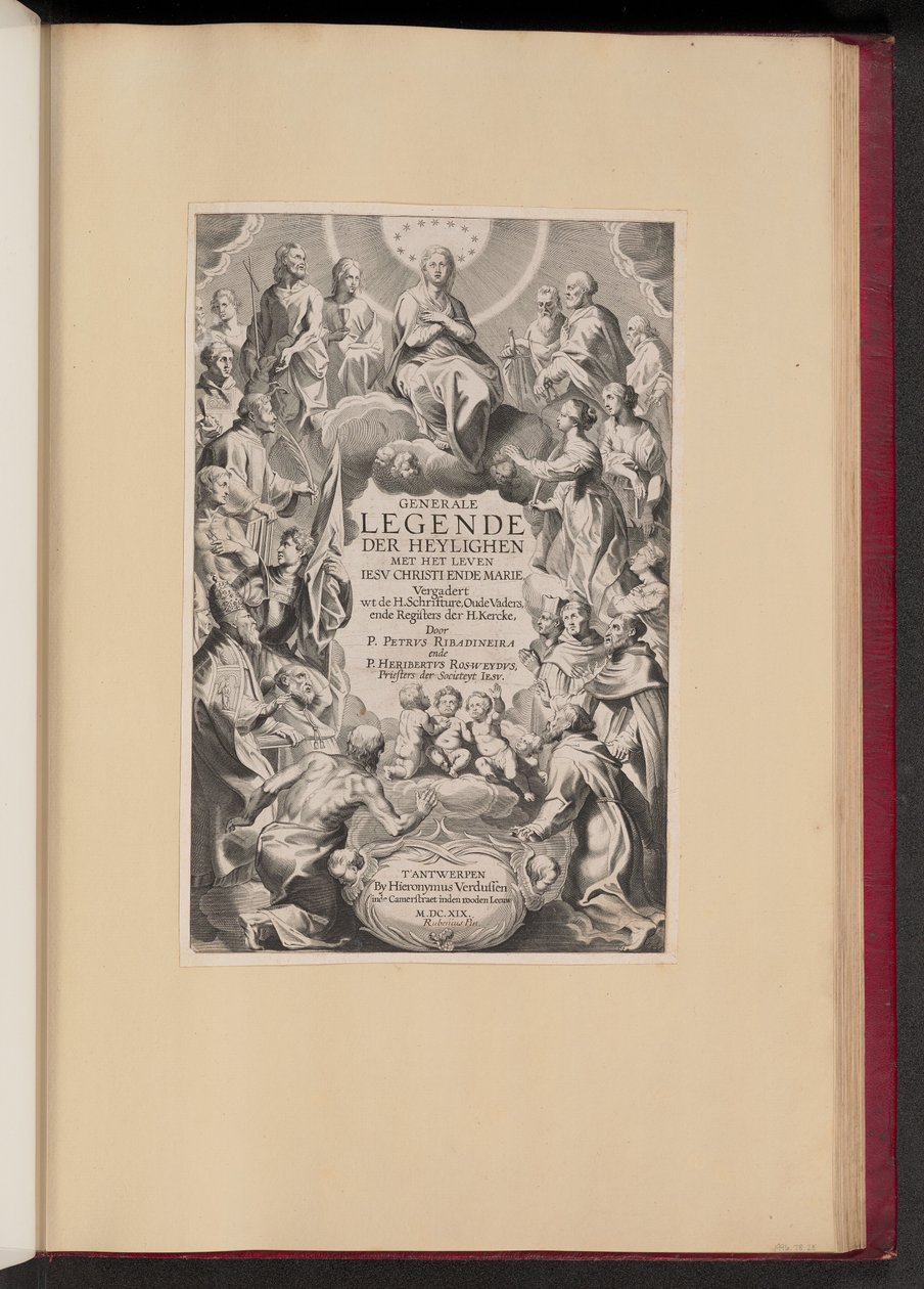 Page de titre pour Pedro de Ribadineira et Heribert Rosweyde, Generale Legende der Heylighen - Hans Collaert the Younger after Sir Peter Paul Rubens