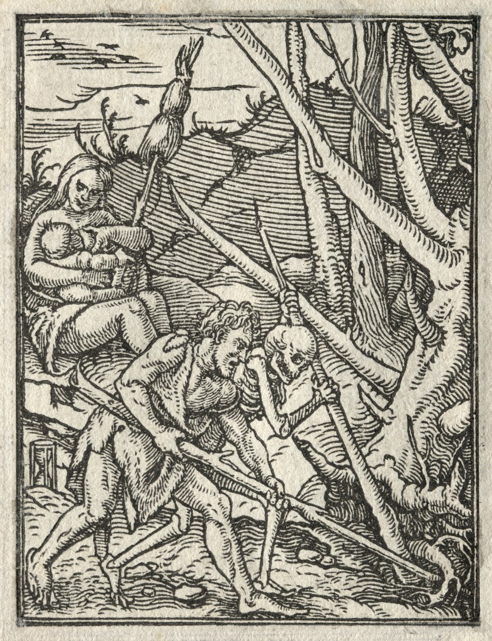 La Danse de la Mort : Expulsion du Paradis ; Adam cultivant le sol - Hans Holbein