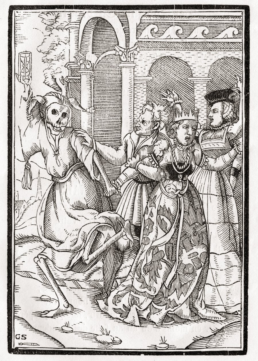 La mort vient pour la reine, gravé par Georg Scharffenberg, de 