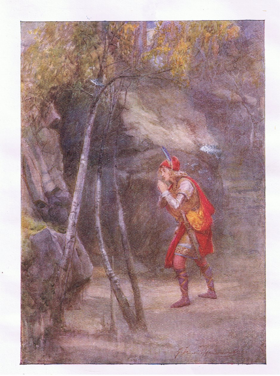 Non! qui est là? Si quelque chose est civil, parle (Cymbeline), de The Complete Works of Shakespeare publié par George Harrap & Co Ltd, années 1920 - Hans Holbein der Jüngere