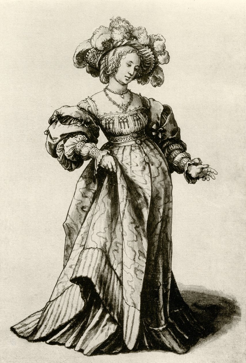 Jeune dame de Bâle avec un chapeau à plumes - Hans Holbein der Jüngere