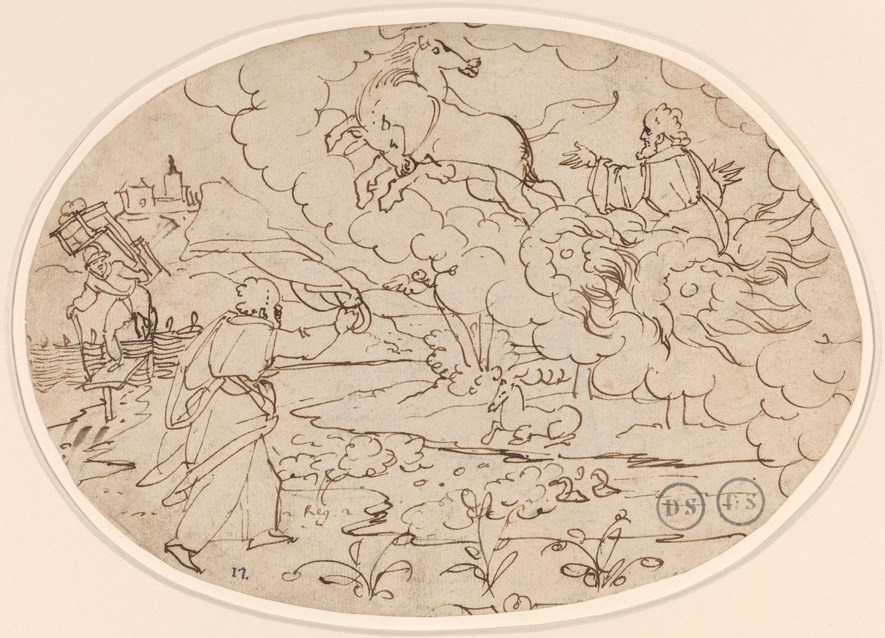 Élisée Regardant Élie dans le Char de Feu - Hans Jakob Nüscheler