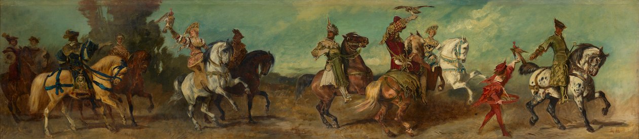 Projet pour le cortège festif de 1879 - La chasse au faucon - Hans Makart