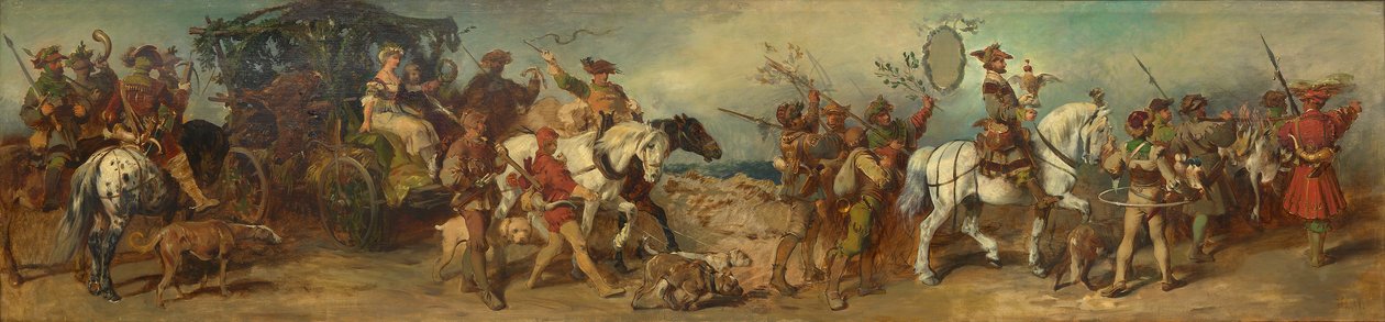 Esquisse du défilé de 1879 - Groupe de chasseurs avec char à butin - Hans Makart
