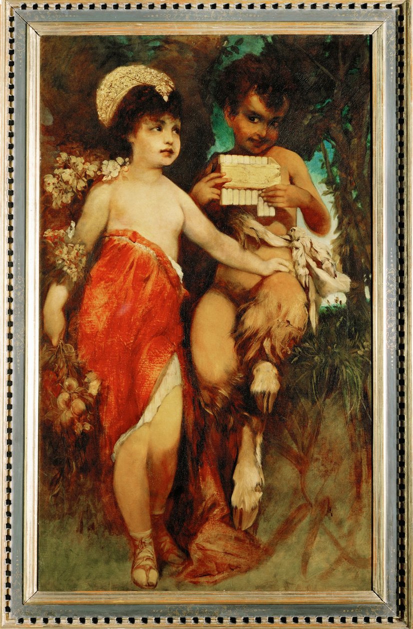 Faune et Nymphe ... (peinture sur toile) - Hans Makart
