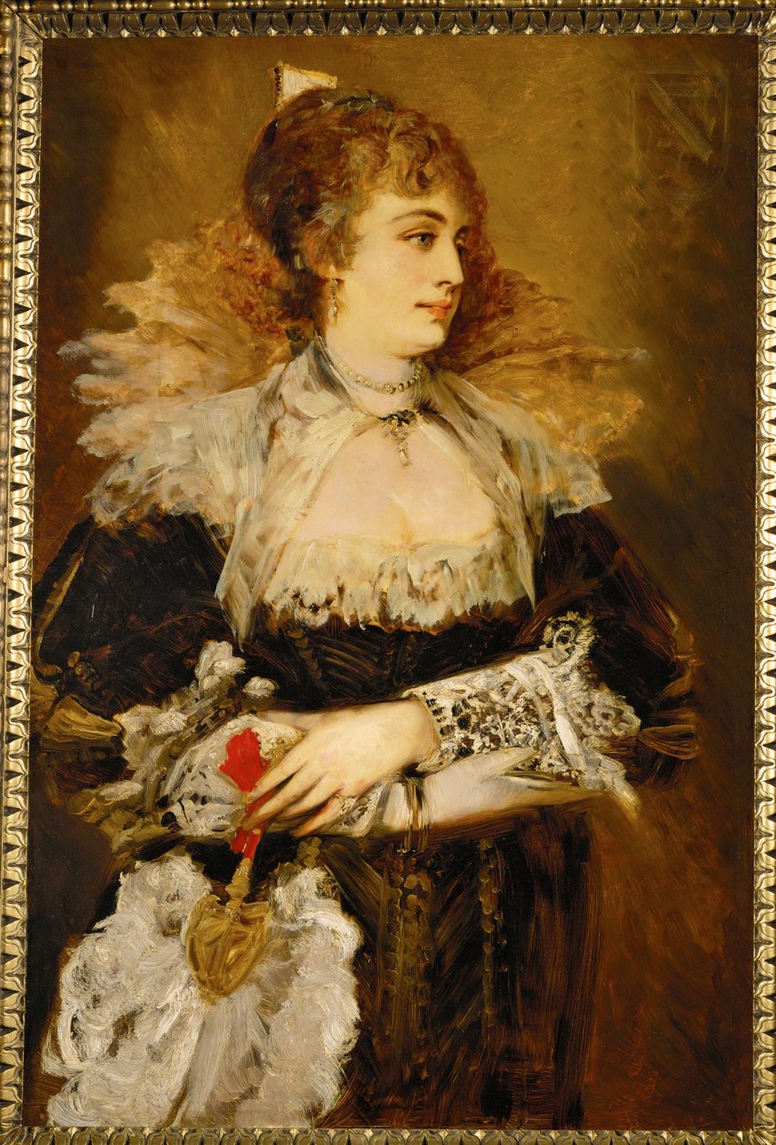 Hanna Klinkosch, membre connu de la haute société viennoise ... (peinture sur bois) - Hans Makart