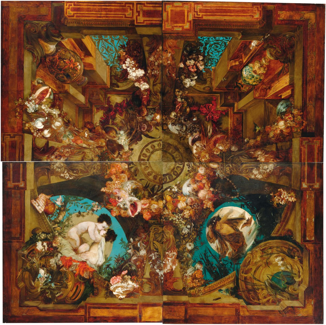 Nuit et matin, peinture de plafond en quatre parties - Hans Makart