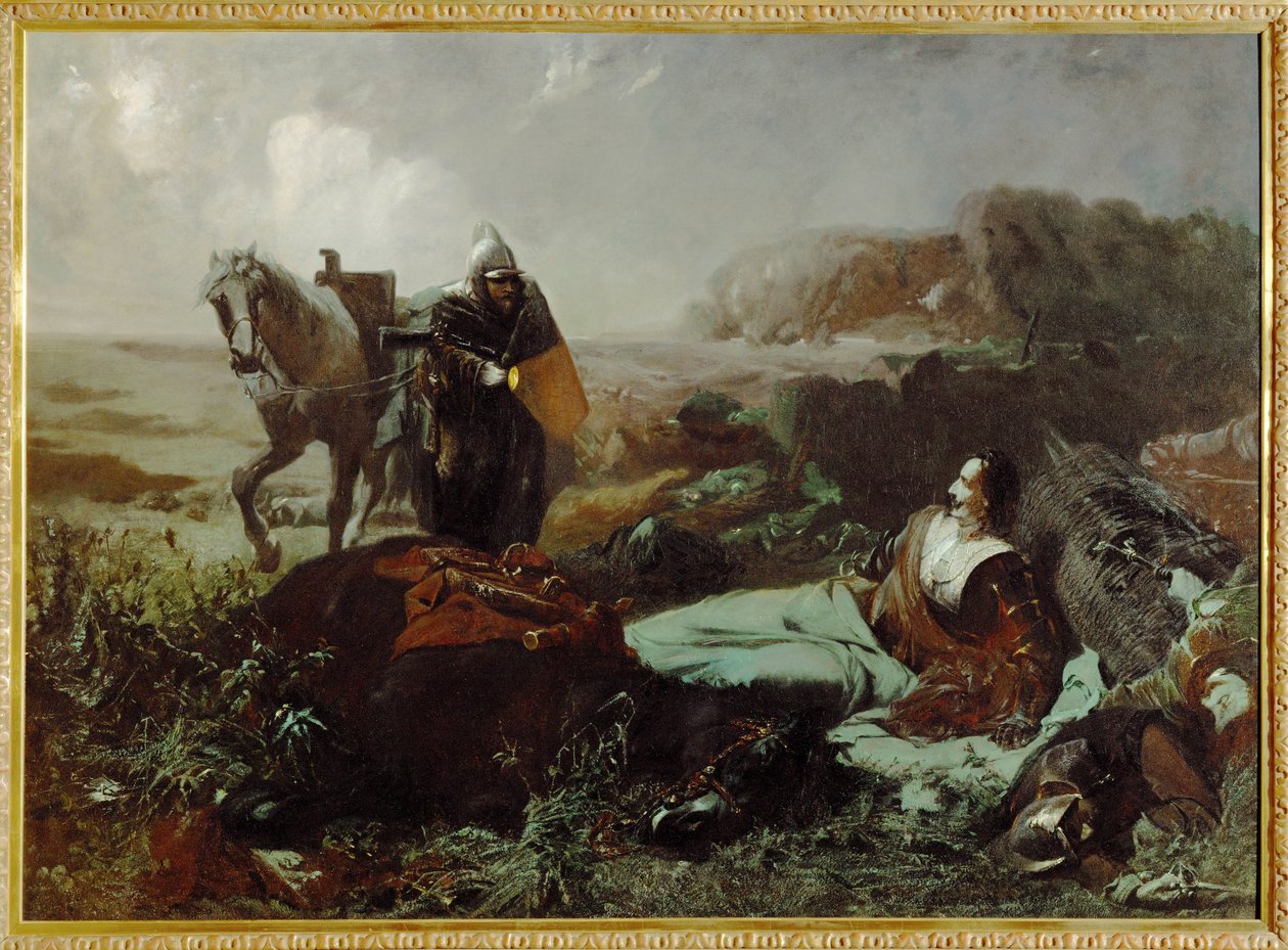 La mort du comte de Pappenheim, général pendant la guerre de Trente Ans ... (peinture sur toile) - Hans Makart