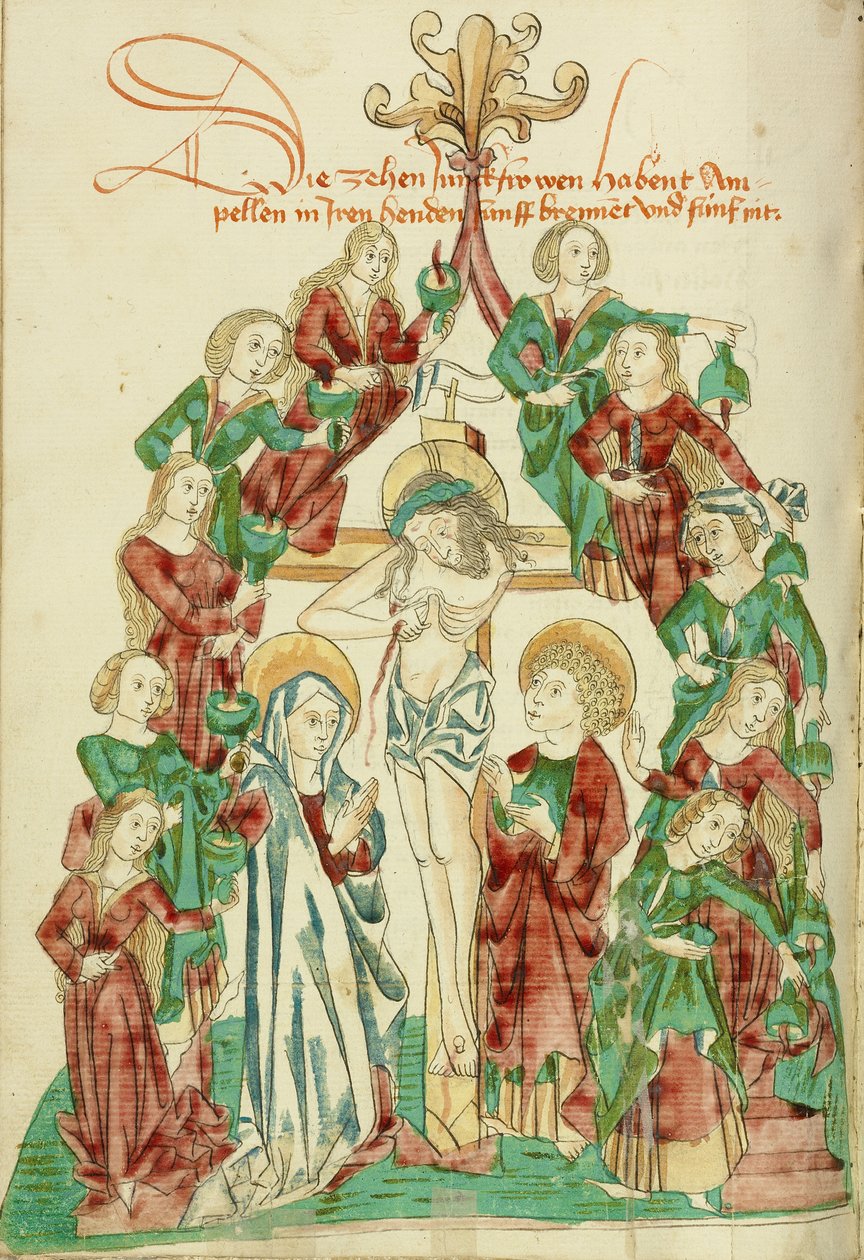 La crucifixion avec les sept vierges sages et les sept vierges folles - Hans Schilling